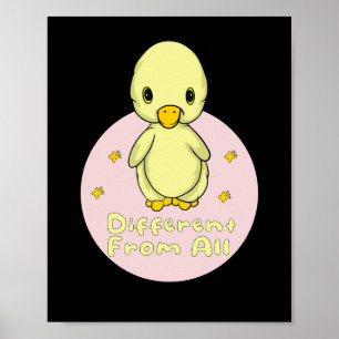 Anders als alle Kawaii Baby Duck Yellow & Pink Poster