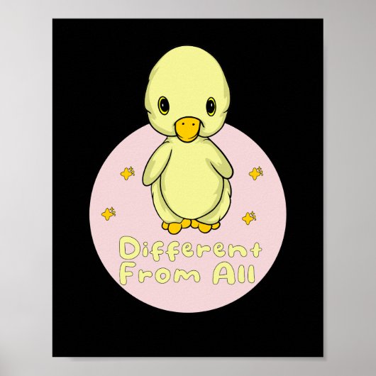 Anders als alle Kawaii Baby Duck Yellow & Pink Poster (Vorne)