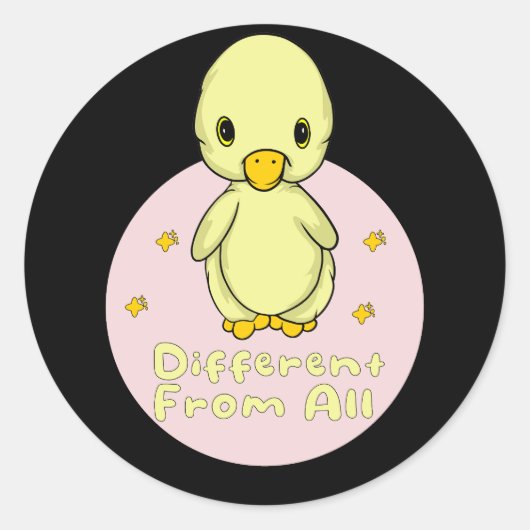 Anders als alle Kawaii Baby Duck Yellow & Pink Runder Aufkleber (Vorderseite)