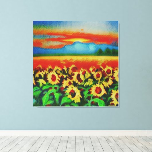 Anders Artistry*Sturm über ein Feld von Sonnenblum Leinwanddruck (Insitu (Holzboden))