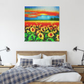 Anders Artistry*Sturm über ein Feld von Sonnenblum Leinwanddruck (Insitu (Schlafzimmer))