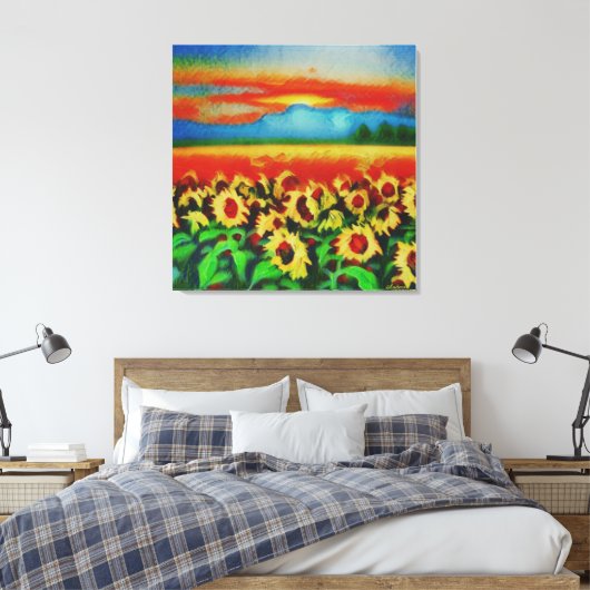 Anders Artistry*Sturm über ein Feld von Sonnenblum Leinwanddruck (Insitu (Schlafzimmer))