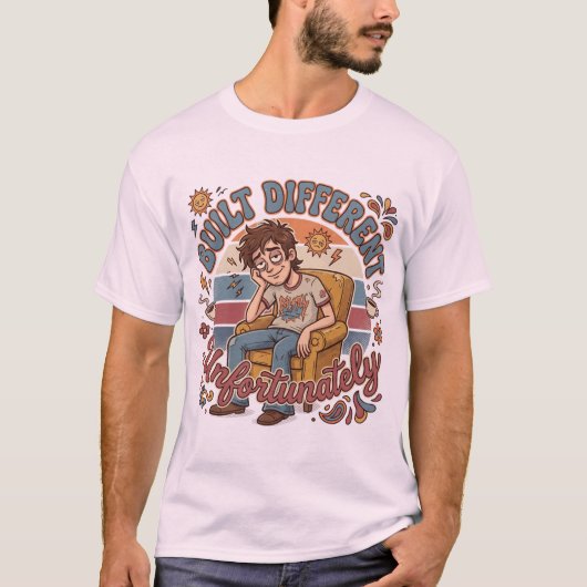 Anders Gebaut Leider Retro Lustiger Spruch T-Shirt (Vorderseite)
