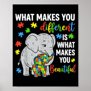 Anders ist schön Elefant Autismus-Bewusstsein Poster