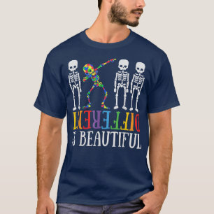 Anders ist wunderschönes Dabbing Skeleton Autismus T-Shirt