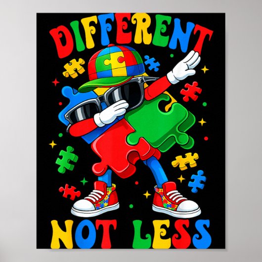 Anders Nicht Weniger Dabbing Puzzle Autismus-Bewus Poster (Vorne)