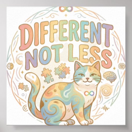 Anders nicht weniger Neurodiversität Katze Autismu Poster (Vorne)