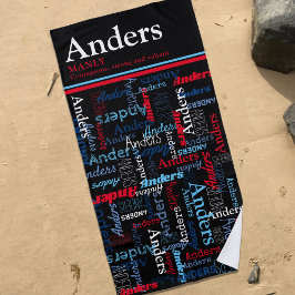Anders personalisierter Name bedeutet schwarz blau Strandtuch