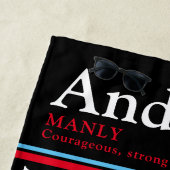 Anders personalisierter Name bedeutet schwarz blau Strandtuch (Beispiel)