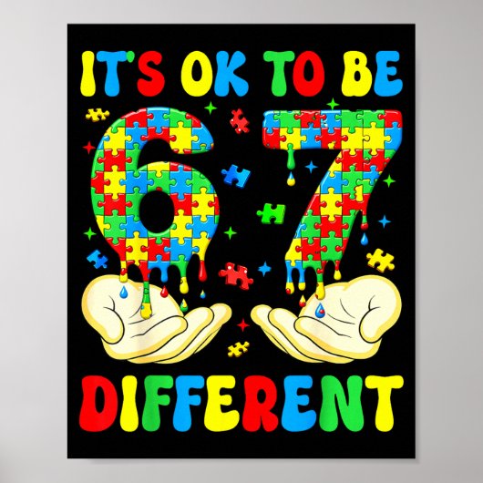 Anders Sein 67 Autismus-Bewusstsein Six Seven Poster (Vorne)