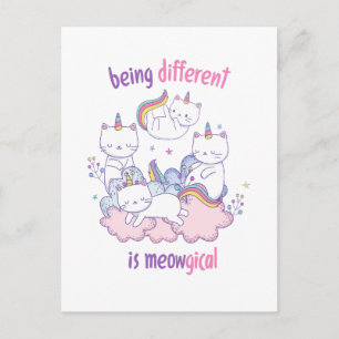 Anders zu sein ist meowgisch Lustige Einhorn-Katze Postkarte