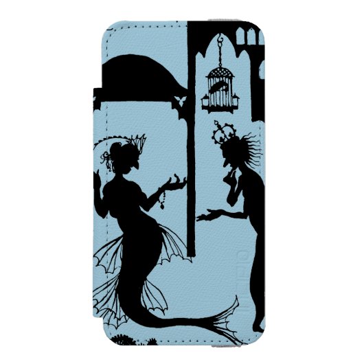 Andersen: Kleine Meerjungfrau-Silhouette Incipio iPhone Geldbeutel-Hülle (Folio Vorderseite)