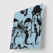 Andersen: Kleine Meerjungfrau-Silhouette Quadratische Wanduhr (Winkel)