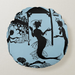 Andersen: Little Mermaid Silhouette Rundes Kissen