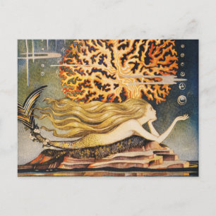 Andersen: Little Mermaid Zeichnend Postkarte