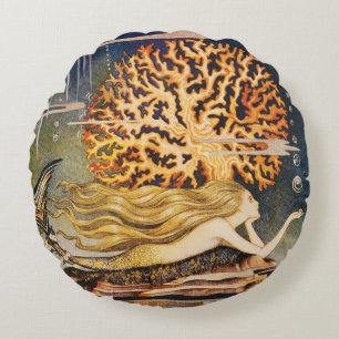 Andersen: Wenig Meerjungfrau-Zeichnen Rundes Kissen