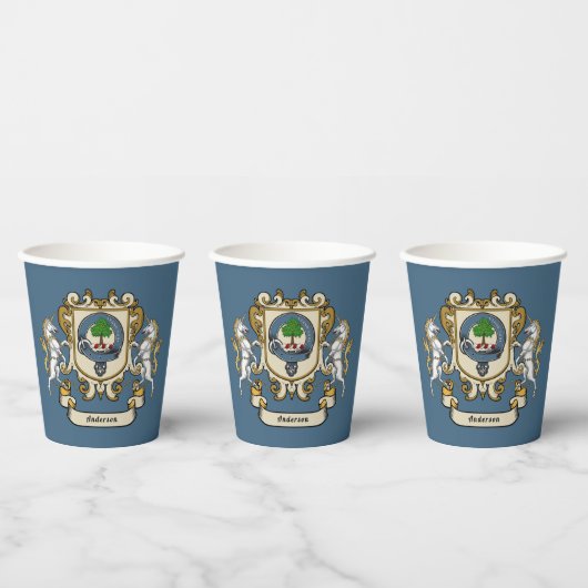 Anderson Clan Abzeichen Blue Personalisiert Pappbecher (Multi)