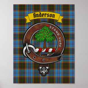 Anderson Clan Abzeichen & Tartan 8.5x11 Poster