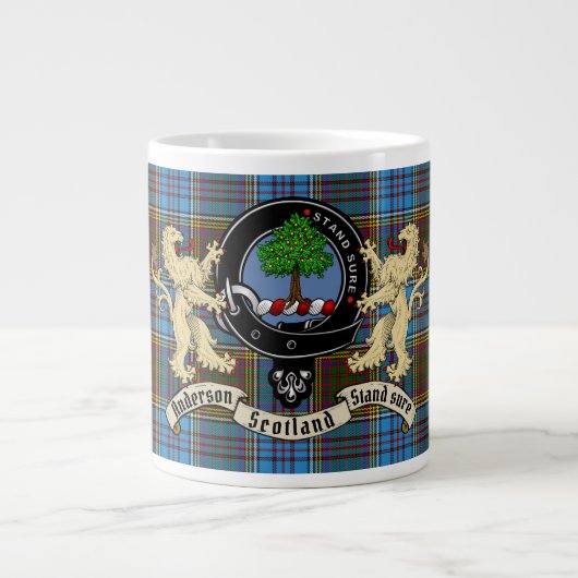 Anderson Clan Abzeichen & Tartan Jumbo-Tasse (Vorderseite)