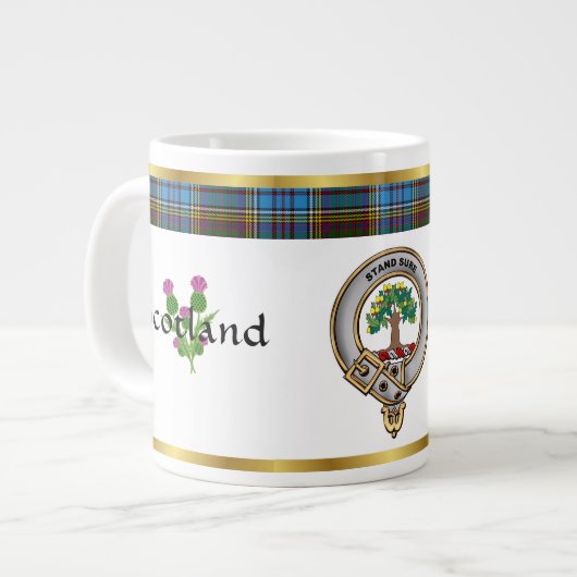 Anderson Clan Abzeichen Tartan & Motto Jumbo-Tasse (Vorderseite Links)