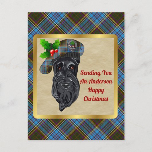 Anderson Clan Abzeichen & Tartan Postkarte (Vorderseite)