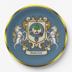 Anderson-Clan-Emblem Blau Personalisierter Papier- Pappteller