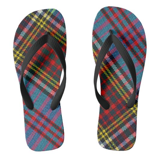 Anderson Clan Tartan Erwachsene Flip Flops, breite Badesandalen (Fußbett)
