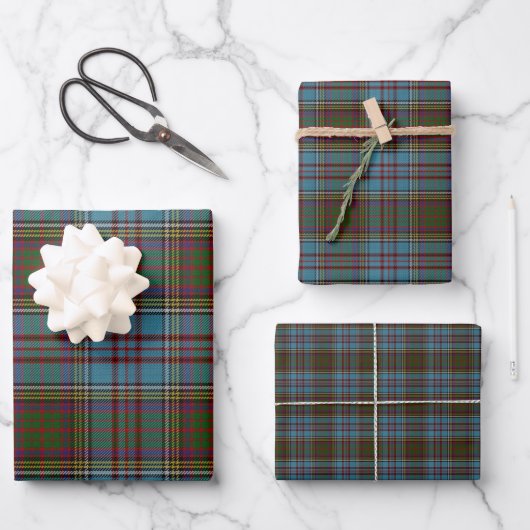  Anderson Clan Tartan Kariertes Muster Schottisch Geschenkpapier Set (Vorderseite)