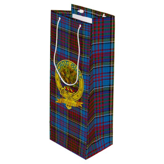 Anderson Clan Tartan & Motif Geschenktüte Für Weinflaschen (Vorderseite Schrägansicht)