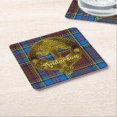 Anderson-Clan-Tartan u. Emblem Rechteckiger Pappuntersetzer (angewinkelt)