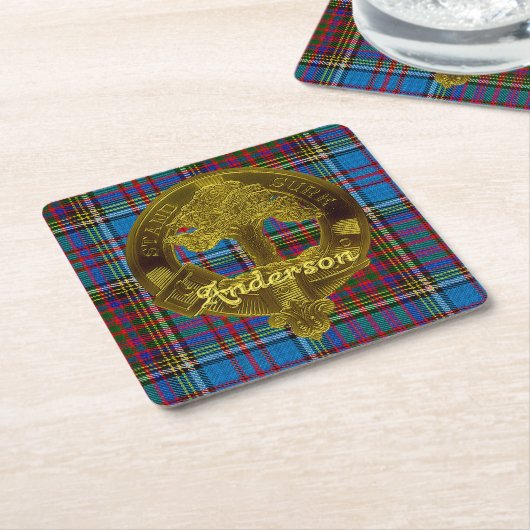 Anderson-Clan-Tartan u. Emblem Rechteckiger Pappuntersetzer (angewinkelt)