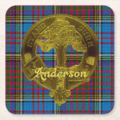 Anderson-Clan-Tartan u. Emblem Rechteckiger Pappuntersetzer (Vorderseite)