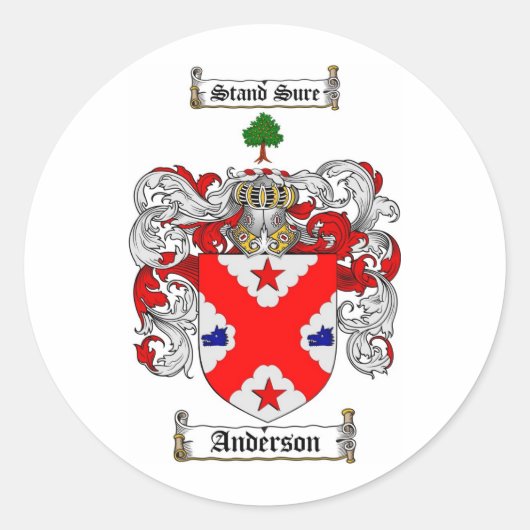 ANDERSON-FAMILIENWAPPEN - ANDERSON-WALDBUCH RUNDER AUFKLEBER (Vorderseite)