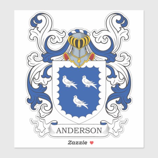 Anderson Familienwappen Aufkleber (Blatt)