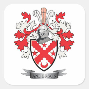 Anderson Familienwappen Coat of Arms Quadratischer Aufkleber