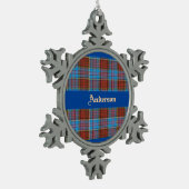 Anderson Familienwappen W/ Anderson Tartan Schneeflocken Zinn-Ornament (Links)