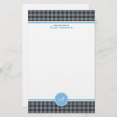Anderson Family Tartan Light Blue Kariert Monogram Briefpapier (Vorne/Hinten)