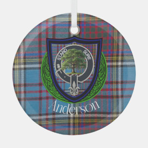 Anderson-Schottischer-Clan-Tartan & -Wappen Ornament Aus Glas