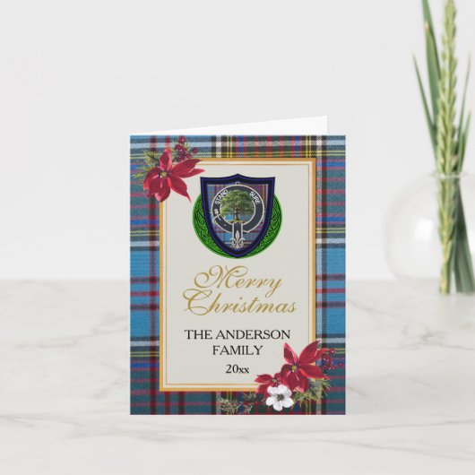 Anderson Scottish Clan Tartan & Crest Karte (Vorderseite)