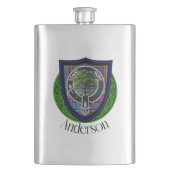 Anderson Scottish Clan Tartan und Wappen Flachmann (Vorderseite)