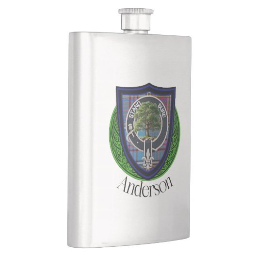 Anderson Scottish Clan Tartan und Wappen Flachmann (Rechts)