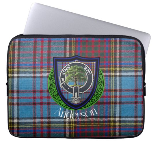 Anderson Scottish Clan Tartan und Wappen Laptopschutzhülle (Vorderseite)