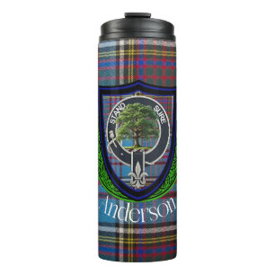 Anderson Scottish Clan Tartan und Wappen Thermosbecher