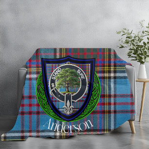Anderson Scottish Clan Tartan & Wappen Fleecedecke