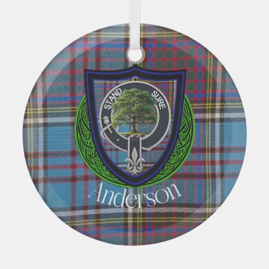 Anderson Scottish Clan Tartan & Wappen Ornament Aus Glas (Vorderseite)