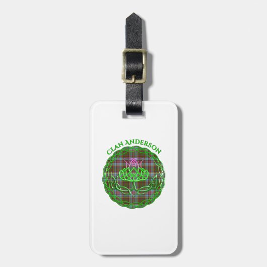 Anderson Scottish Tartan Celtic Thistle Gepäckanhänger (Vorderseite vertikal)