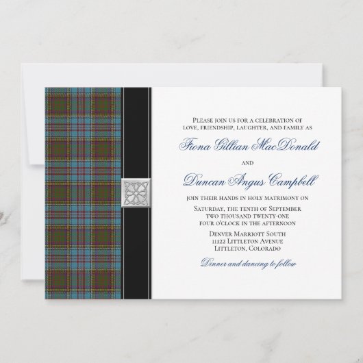Anderson Tartan Wedding Einladung (Vorderseite)