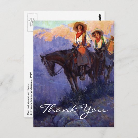 Anderson's Man and Woman on Horses Postkarte (Vorne/Hinten)