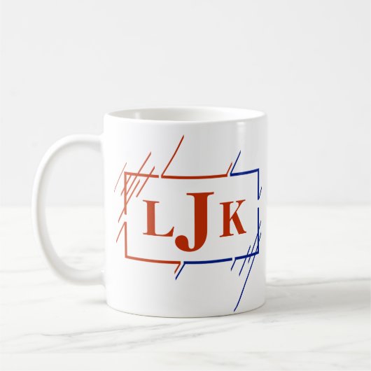 Änderung anfängliche Monogramm braune blaue Schlag Kaffeetasse (Links)