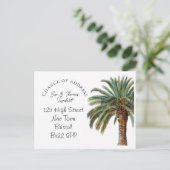 Änderung der Adresse des Beach Theme mit Palm Tree Ankündigungspostkarte (Stehend Vorderseite)